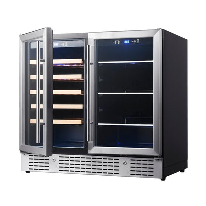 Kings Bottle 36" Beer and Wine Cooler Combination with Low-E Glass Door