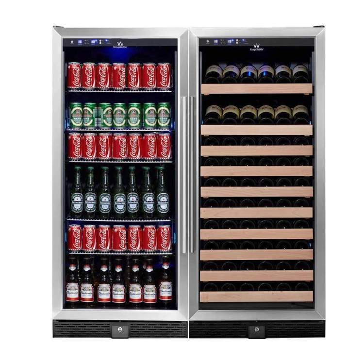 Kings Bottle 56" Upright Wine And Beverage Refrigerator Combo With Glass Door