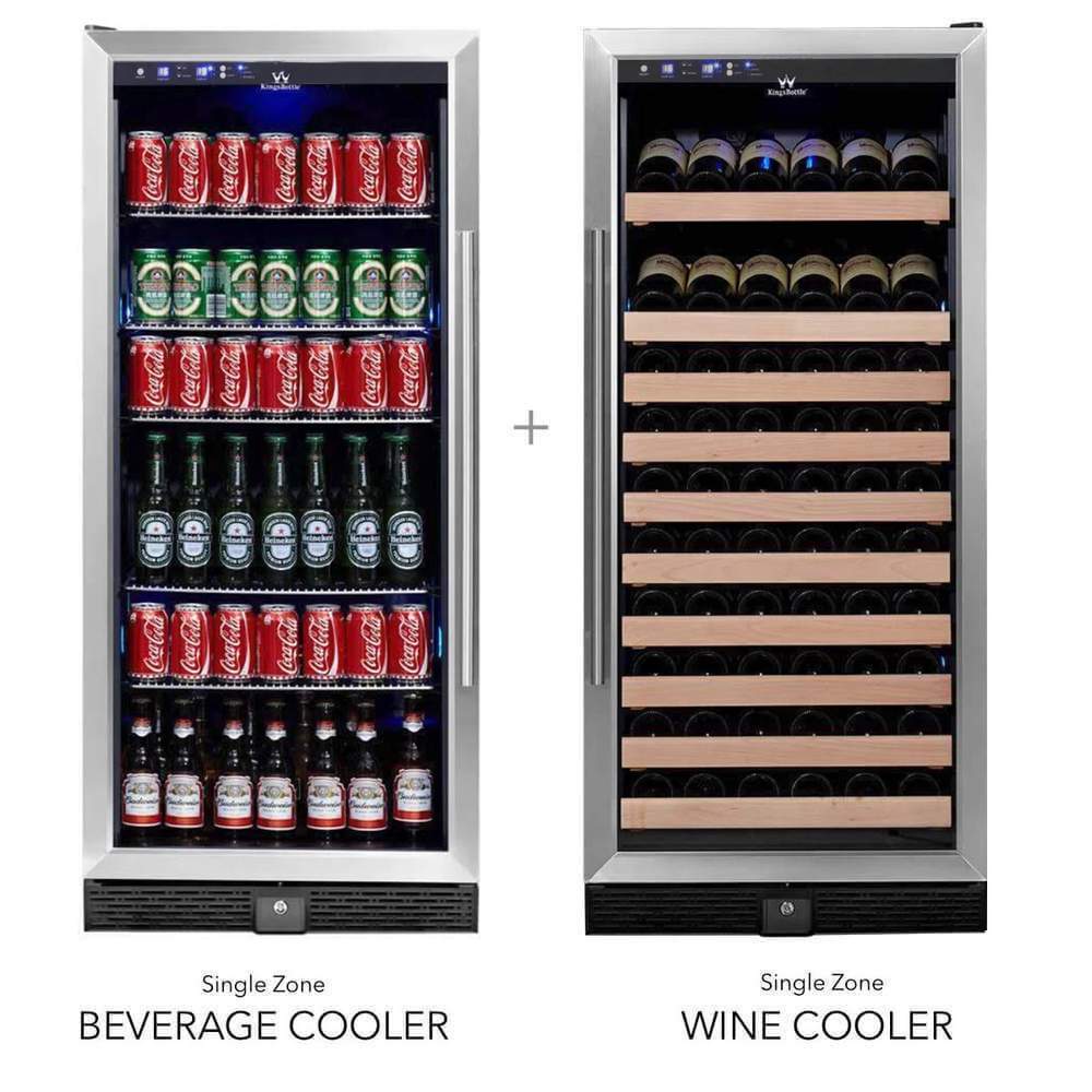 Kings Bottle 56" Upright Wine And Beverage Refrigerator Combo With Glass Door