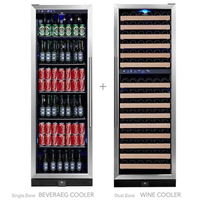 Kings Bottle 72" Tall Beer And Wine Refrigerator Combo With Glass Door with Stainless Steel Trim