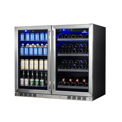 Kings Bottle 39 Inch Under Counter Wine And Beer Fridge Combo